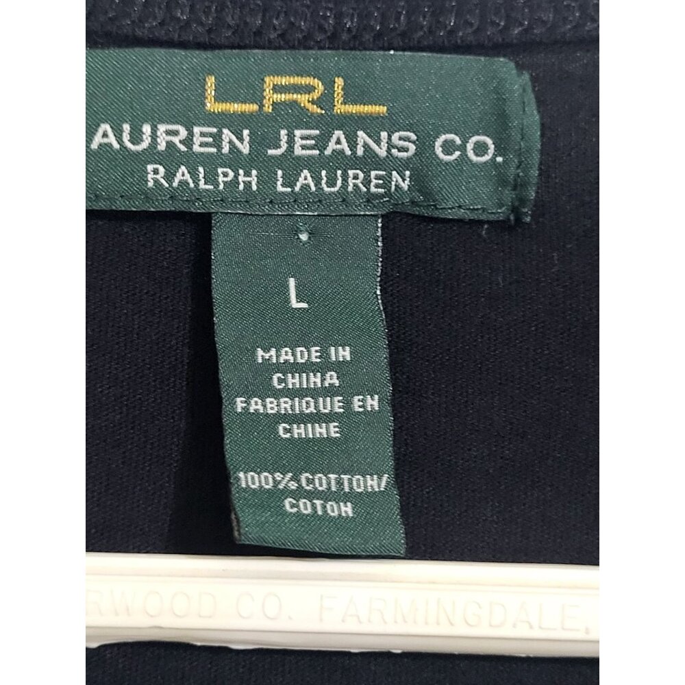 LRL Lauren Ralph Lauren Women's LG Black Sparkle Logo Long Sleeve T Shirt y2k - Picture 4 of 7
